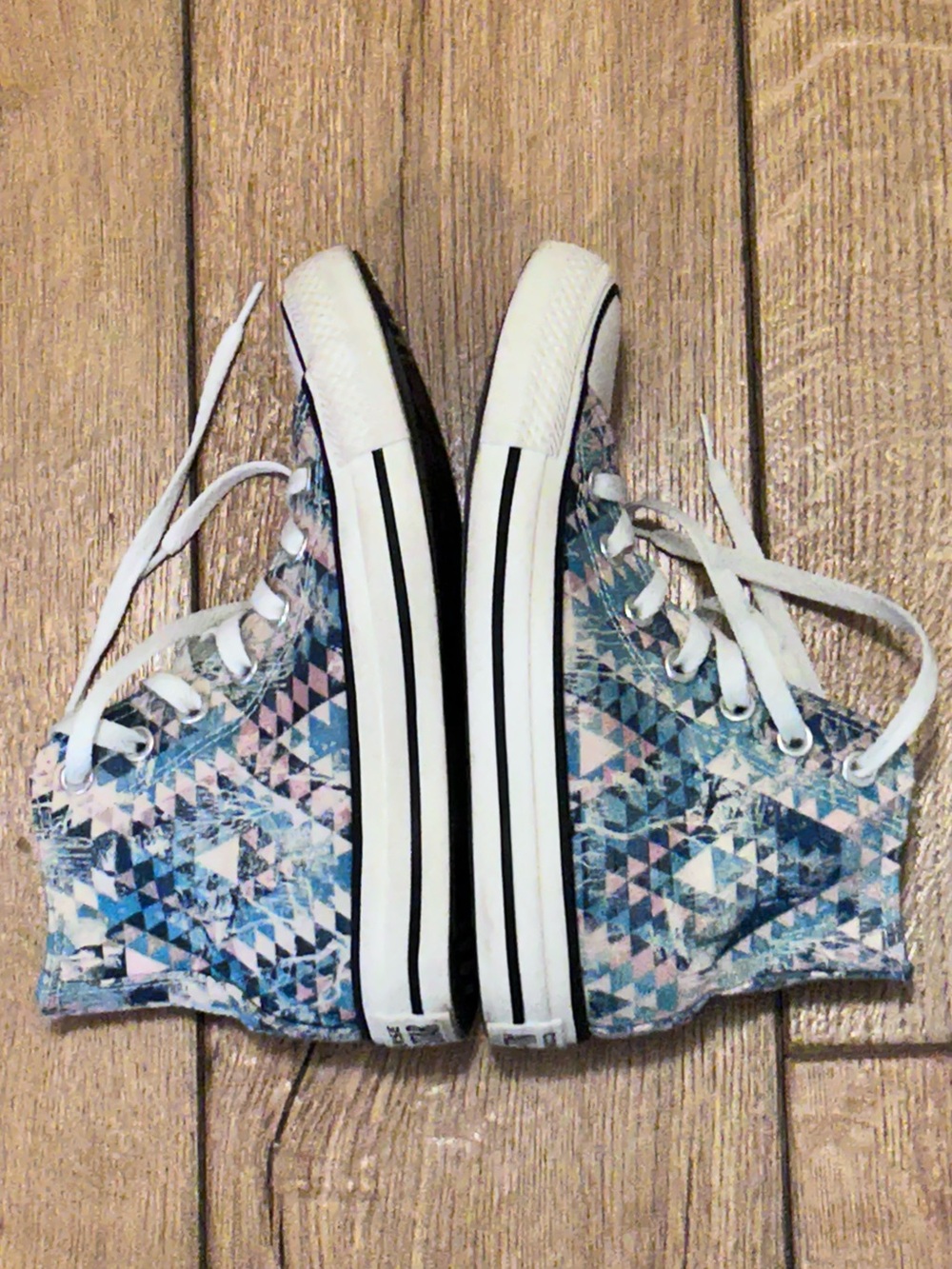 Converse Chuck Taylor High Top Sneakers  Geometric Faded Cream Teal Pink W Sz 5 - Picture 15 of 16
